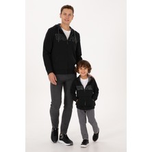 U.S. Polo Assn. Erkek Çocuk Siyah Fermuarlı Kapüşonlu Sweatshirt 50313844-VR046