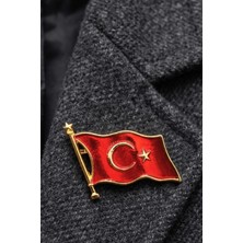 BB Bi Butik Shop Işıltılı Türk Bayrağı Yaka Iğnesi