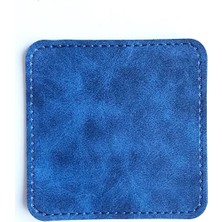 VİP GİFT Kare Bardak Altlığı Mavi Renk Deri Bardak Altı