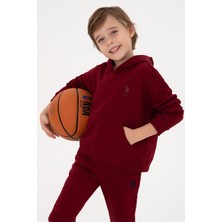 U.S. Polo Assn. Erkek Çocuk Bordo Kapüşonlu Basic Sweatshirt 50313941-VR014