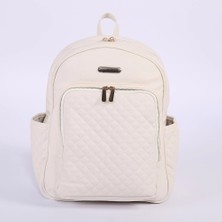 Nacario Mey Ithalat® Deri Anne Bebek Bakım Sırt Çantası 7130 Krem