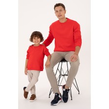 U.S. Polo Assn. Erkek Çocuk Kırmızı Bisiklet Yaka Basic Sweatshirt 50313829-VR030