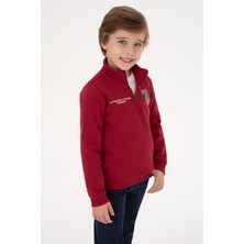 U.S. Polo Assn. Erkek Çocuk Koyu Frambuaz Şardonlu Yarım Fermuarlı Sweatshirt 50315815-VR104