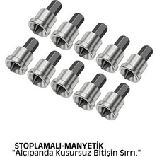 Nacario Mey Ithalat® 10 Adet Alçıpan Bits Uç Seti - Manyetik Ph2 Krom Çelik 25MM Vidalama Başlığı