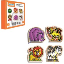 Nacario Mey Ithalat® KAL-1019-1020 Chiva, Ahşap Ip Geçirme- Safari Hayvanlar