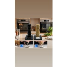 Abnturk 16CM Siyah Naturel ve Naturel Ahşap 2 Adet Tuz ve Baharat Öğütücü Set, Ahşap Değirmen Tuz ve Karabiber 2’li Öğütücü Set