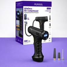 Azurtech A Kablosuz Hava Kompresörü 150 Psı Dijital Göstergeli USB Şarjlı Taşınabilir Lastik Şişirme Pompası (Araç, Bisiklet, Top)