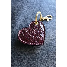 VİP GİFT Hakiki Deri Anahtarlık Parlak Kırışık Bordo