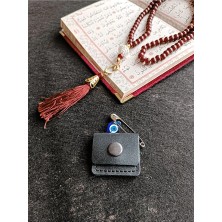 VİP GİFT Mini Bebek Cevşen Dualı Kolye Muska Hakiki Deri El Yapımı Dörtgen