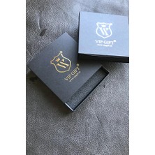 VİP GİFT Erkek Siyah Hakiki Deri  Desenli  Cüzdan  Kartlık