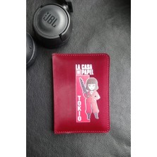 VİP GİFT La Casa De Papel Tokyo Vegan Deri Pasaport Kılıfı Bordo Rengi