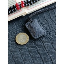 VİP GİFT Küçük Dörtgen Cevşen Dualı Kolye Muska Hakiki Deri El Yapımı Xs