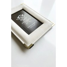 VİP GİFT Resim Çerçevesi Dekoratif Ev Ofis Masaüstü Vegan Deri Beyaz