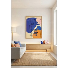Tontilika Soyut Çizgi Yüz Dekoratif Ahşap Çerçeveli Tablo – Modern Minimal Tema