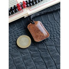 VİP GİFT Küçük Dörtgen Cevşen Dualı Kolye Muska Hakiki Deri El Yapımı Xs Parlak Deri