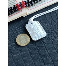 VİP GİFT Küçük Dörtgen Cevşen Dualı Kolye Muska Hakiki Deri El Yapımı Xs Baloncuk Desenli