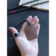 VİP GİFT Küçük Dörtgen Cevşen Dualı Kolye Muska Hakiki Deri El Yapımı