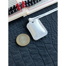 VİP GİFT Küçük Dörtgen Cevşen Dualı Kolye Muska Hakiki Deri El Yapımı Xs