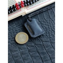 VİP GİFT Küçük Dörtgen Cevşen Dualı Kolye Muska Hakiki Deri El Yapımı Xs