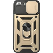 Newface Apple iPhone 7 Plus Kılıf Pars Lens Yüzüklü Silikon - Gold