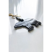 VİP GİFT Mountain Bear Anahtarlık Hakili Deri Croco Baskılı Bordo