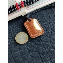 VİP GİFT Küçük Dörtgen Cevşen Dualı Kolye Muska Hakiki Deri El Yapımı Xs Parlak Deri