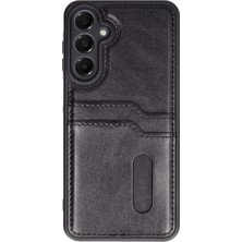 Nacario Mey Ithalat®  Samsung Galaxy S24 Fe Kılıf Sara Kartvizitli Deri Kılıf - Siyah