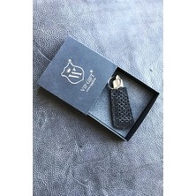 VİP GİFT Unisex Siyah Hakiki Deri Python Baskılı Kanuni Anahtarlık