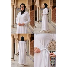 Defka Yandan Bağlamalı Kruveze Rahat Kesim Kadın Namaz Elbisesi/sabahlık