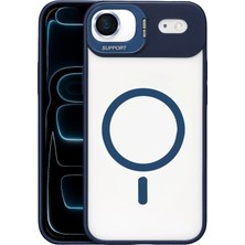 Nacario Mey Ithalat®   iPhone 17 Air Remim Lensli Magsafe Standlı Kapak - Lacivert