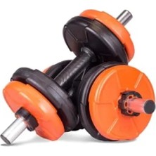 MarkEntegra 16 Parça Dambıl Seti, 6 In 1 Fitness Seti, Turuncu-Siyah