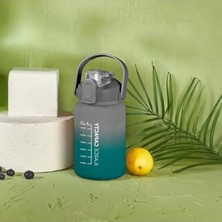 MarkEntegra 1000 ml Kapasiteli Pipetli Motivasyon Matara (Yeşil - Gri)