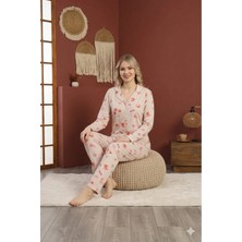 Defka Pamuklu Esnek Kumaş Düğmeli Kadın Pijama Seti - Ev Giyim & Lounge