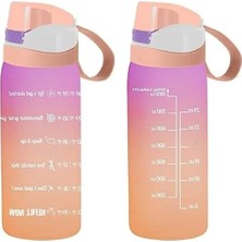 MarkEntegra Motivasyon Su Matarası - Yavruağzı Renkli, Yeniden Kullanılabilir