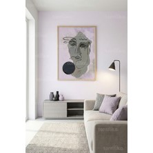 Tontilika Soyut Pastel Yüz Dekoratif Ahşap Çerçeveli Tablo – Modern Minimal Tema
