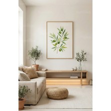 Tontilika Zeytin Dalı Minimal Dekoratif Ahşap Çerçeveli Tablo