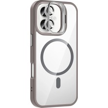 Nacario Mey Ithalat®   iPhone 16 Plus Remim Lensli Magsafe Standlı Kapak - Titan Gri