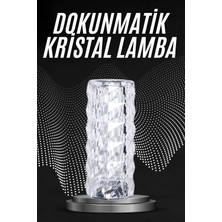 İlanib Ticaret Mey Ithalat® Kristal Lamba Masa Lambası Şarjlı Masa Lambası Dokunmatik Sensör USB Şarjlı