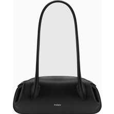 Yuzefi Oyster Mini Shoulder Siyah %100 Deri, Lüks Italyan Tasarımı Omuz Çantası