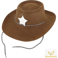 İlanib Ticaret Mey Ithalat® Çocuk Kovboy Şapkası Plastik Üzeri Flok Kaplama Açık Kahverengi
