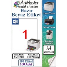 ArtMaster A4 Hazır Beyaz Etiket 210X297MM 100 Sayfa 1 Paket Kendinden Yapışkanlı Fotokopi Lazer Inkjet Kağıdı Yazıcılar Ile Uyumlu