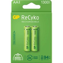 Uslucan Alışveriş Gp Recyko 1300MAH Aa Şarj Edilebilir Kalem Pil 2'li Paket