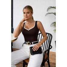 Kadın Askılı Kalp V Yakalı Dalgıç Bluz