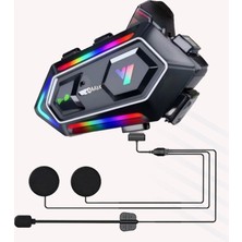 Azurtech Y20 Max Motorsiklet Intercom Su Geçirmez Kask 2 Kişi Telsiz Bağlantılı Intercom Rgb Intercom