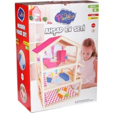İlanib Ticaret Mey Ithalat® ONY-398 Büyük Ahşap Ev Seti -Onyıl Oyuncak