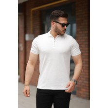 Erkek Fermuarlı Yaka Kısa Kollu Tişört