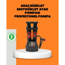 Pileli Store Ayaklı Bisiklet Pompası Basınç Göstergeli Çok Amaçlı