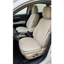 ER-AY Lüks Kapitone Desenli Antislip Araç Koltuk Koruyucu Üçlü Minder Seti - Bej (2 Ön ve 1 Arka Set)