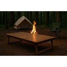 MarkEntegra Katlanır Sabit Ayaklı Piknik Masası - 70X150 Cm, Ceviz Renk