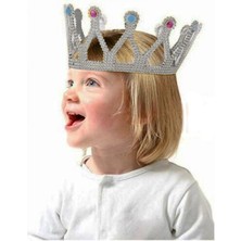 Pileli Store Gümüş Renk Çocuk ve Yetişkin Uyumlu Kraliçe Tacı Prenses Tacı 8X25 cm (4887)